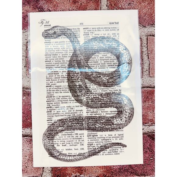 SNAKES & BAT Theme - Upcycled Dictionary Art Prints - Lot of 3 - Mini Poster Set - Picture 4 of 10